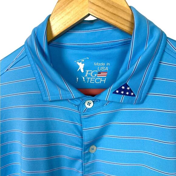 FG tech PGA golf polo striped half button shirt size Large - Picture 4 of 6